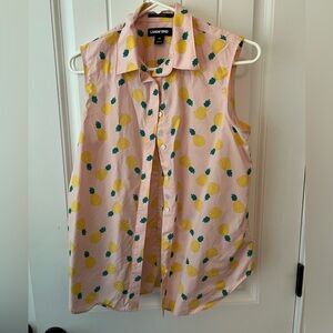 Lands End Women’s Sleeveless Button down with pineapples